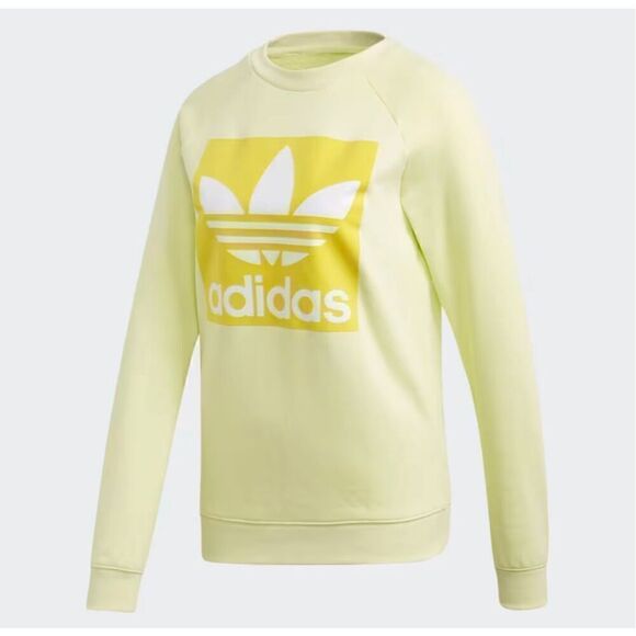 Adidas Yellow Trefoil Crewneck Sweatshirt Size Small - Picture 8 of 8